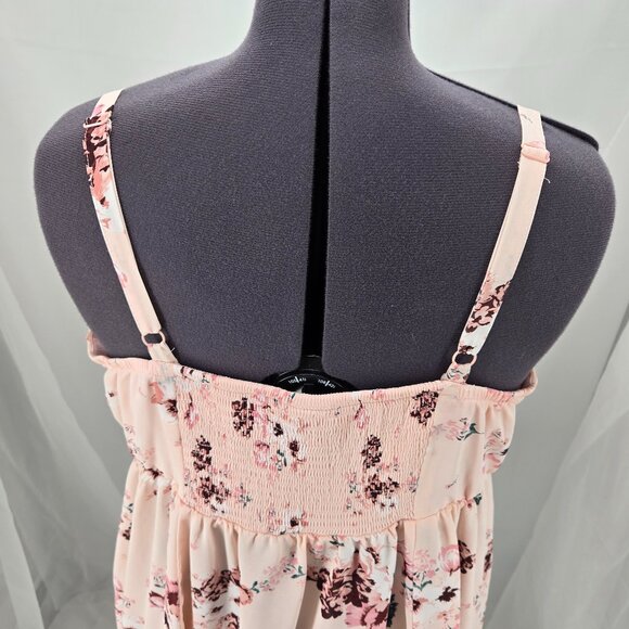 725-30 Torrid Blush Pink Floral Chiffon Sharkbite Tunic Cami Size 2 18/20 - Picture 8 of 14